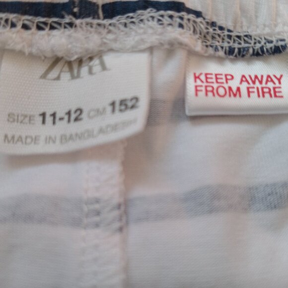 Zara Girls' Mid Rise Blue White Striped Shorts, Coastal Style, NWOT Size 11 - 12 - Picture 8 of 8